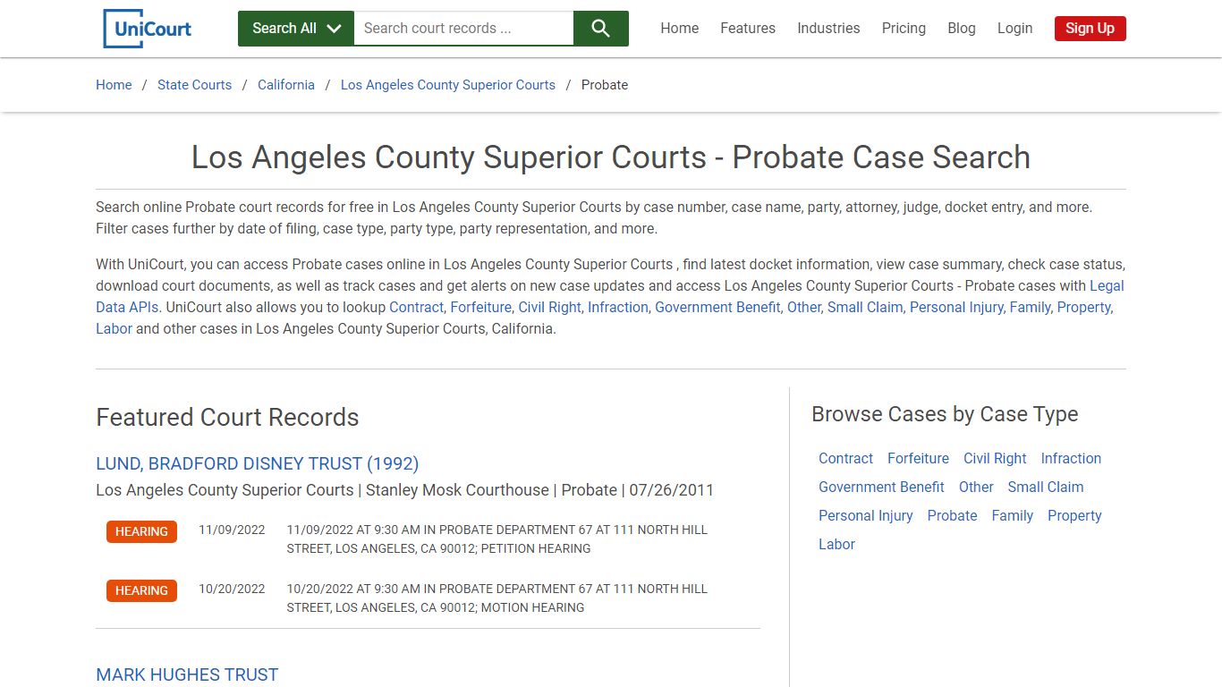 Los Angeles County Superior Courts - Probate Case Search